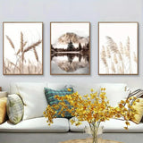 3pcs,Golden Wheat Pampas Grass Wall Art Poster Prints, Boho Wall Decor Pampas Grass