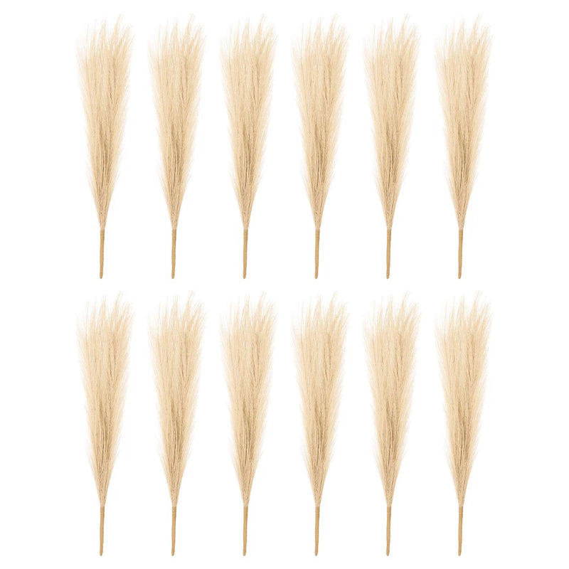 12 Pcs 17 Inch Faux Pampas Grass Artificial Boho Decor Khaki Pampas Grass