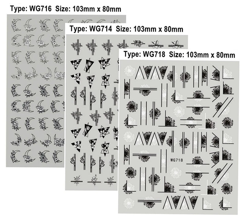 Geometric Figure Nail Sticker Moon Heart Flower Totem Rose Sunflower Decal 1JN2 Sunflower