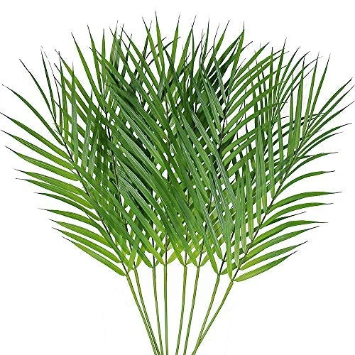 8 Pcs Artificial Areca Palm Leaves Stems Greenery Tropical Palm Tree Leaves Plan Green Plant