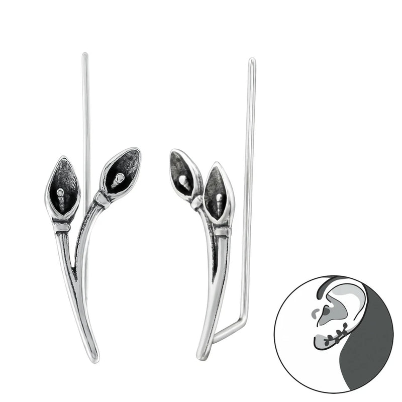 Lily flower sterling silver ear climbers Lily