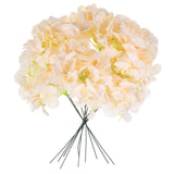 10Pcs Artificial Silk Hydrangea Flower Heads with Stems for Decor, Champagne Hydrangea