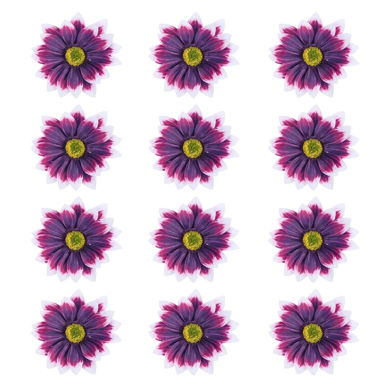 12 Pcs Artificial Daisies Flower Heads, Fake Chrysanthemum Heads, Plum Daisies