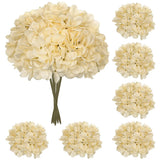 6 Pcs Beige Hydrangea Artificial Flowers Heads with Stems Silk Faux Hydrangea... Hydrangea