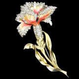 MB Boucher Gold Pave and Metallic Enamel Carnation Flower Pin Carnation
