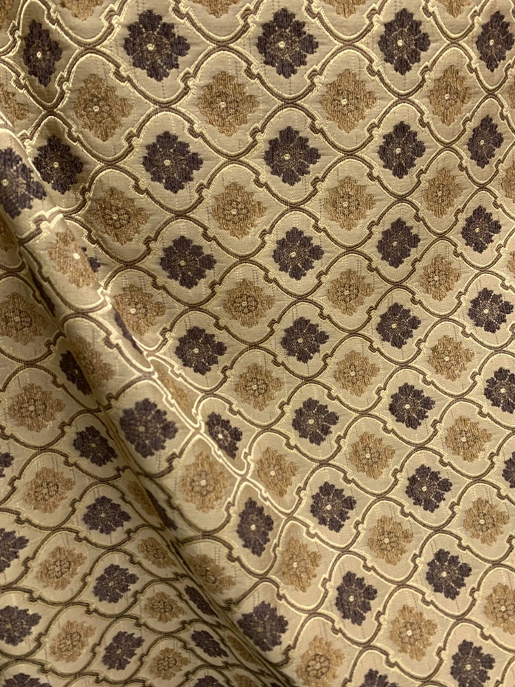 BROWN FLORAL TRELLIS CHENILLE UPHOLSTERY BROCADE FABRIC (56 in.) BTY Flowering Plants