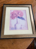 Pink Hydrangea Flower in Glass Vase Framed Print Hydrangea