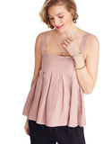 Hatch Maternity Women's THE CAMILA TANK Linen Blend Ivory $168 NEW Roses