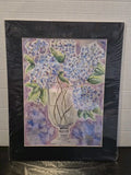 20" X 16" Matted Purple Hydrangeas Watercolor Signed Numbered Hydrangea