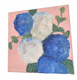 Modern Contemporary Blue & White Hydrangeas Floral Canvas 12 1/8Ó Sq Unsigned Hydrangea