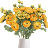 5PCS Ranunculus Artificial Flowers 60Heads Yellow Faux Peonies with Stem Real... Peony