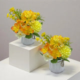 2 Pcs Orange Flowers Fake Hydrangeas Potted Plant Centerpiece Table Decoratio... Hydrangea