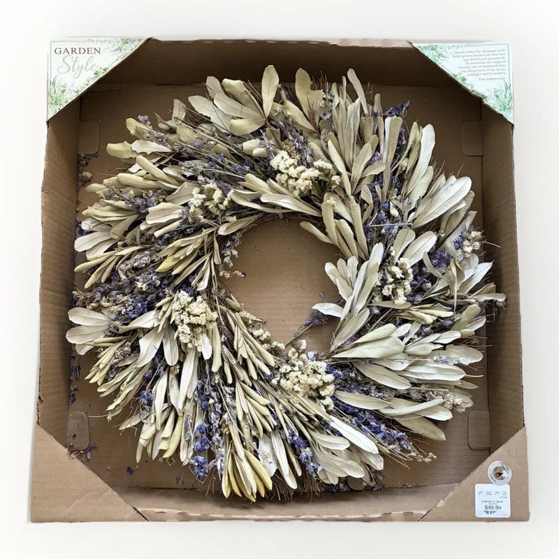 Garden Style Handcrafted Botanical Floral Dried Wreath Wall Decor Sage Lavender Dried Flower