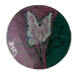 Beautiful Handmade Pottery Trivet Wall Hanging Purple Signed Hydrangea Flower 9Ó Hydrangea