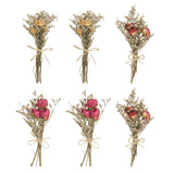 6 Pcs Mini Rose Dried Flower Bouquet Baby's Breath Dark Red/Rose Red/Cream Dried Flower