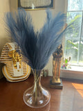 12 PCS Faux Blue Pampas Grass Decor, 24" Pompous Floral in Midnight Blue Pampas Grass