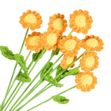 10 Pcs Crochet Flower Handmade Knitted Small Potted Daisy with Stem Yellow Daisies