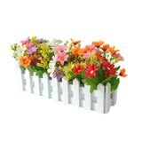 White Mixed Color Jumping Chrysanthemum Fake Plant Set Home Centerpiece Green Plant