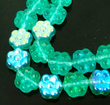 25 Czech Glass Daisy Flower Beads - Cool Mint Green AB Moonstone 8mm Daisies