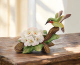 Ceramic Hummingbird with Hydrangea Flower Figurine, Garden Decor, Vintage Decor, Hydrangea
