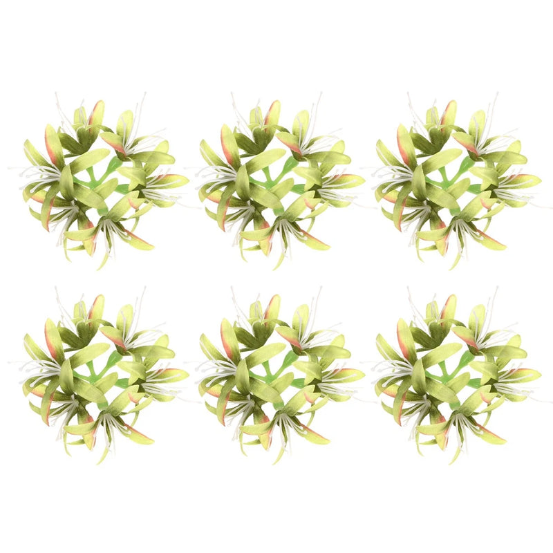 Artificial spider lily flower heads, green silk-style blooms, 6-pack