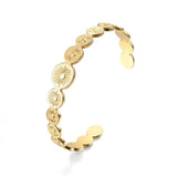 Retro Daisy Bangle Bracelets - Stainless Steel Sun Flower Open Cuff Bracelet Jew Sunflower