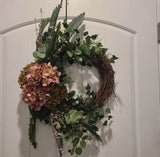 16Ó Wild Ivy & Blush Hydrangea Grapevine Wreath Homemade #1 Hydrangea