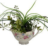 Small Artificial Greens In Vintage Cannonsburg Floral Sugar Bowl  10Ó x 9Ó x 9Ó Green Plant