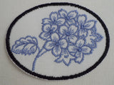 Blue Hydrangea Flower 3-3/4" Embroidery Iron-on Patch (E31) Hydrangea