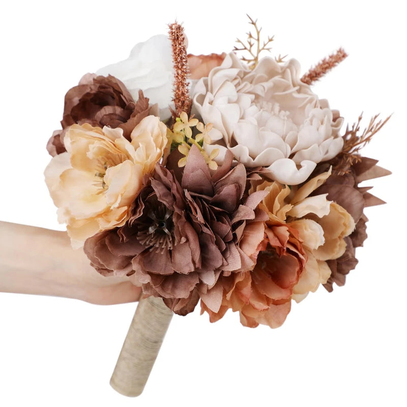 Wedding Bouquets for Bride Bridesmaid Artificial Peony Flower Bouquet Romanti... Peony