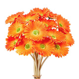 15Pcs Orange Artificial Flowers Fall Flowers Gerbera Daisies Fake Daisy Faux ... Daisies