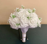 Large rose and baby breath bridal bouquet..you pick colors Bouquet