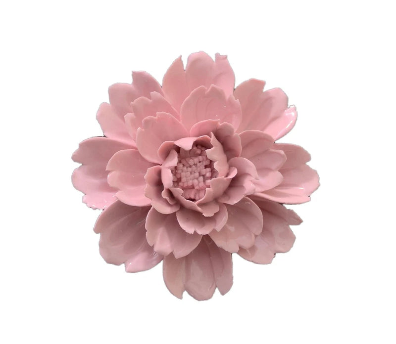 4.72" Peony Ceramic Flower Wall Art, Artificial 3D 4.7"L x 4.7"W, Pink Peony