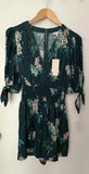 Rebecca Taylor teal  Hydrangea Romper smocked stretchy waist Size 4 Hydrangea