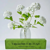 4 Pcs 26.8'' Viburnum Artificial Flower Snowball Lifelike Long Stem Real Touc... Hydrangea