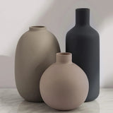 Ceramic Modern Farmhouse Vase, Neutral Small for Table, Living Room, Shelf Pampas Grass
