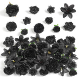 Fake Flower Heads for Crafts - Black Silk Artificial Roses, Peonies, Daisies ... Peony