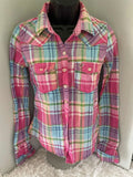 NWT Y2K HOLLISTER LS Button Down in Plaid/Gingham (Pink)  Juniors/Women/Bettys Roses
