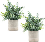 2pcs Small Fake Plants Eucalyptus Potted Artificial Plants for Shelf, Desk, Home Green Plant