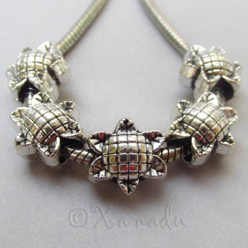 Sunflower Wholesale Silver Plated European Large Hole Beads B0724 - 5PCs, 10PCs Sunflower
