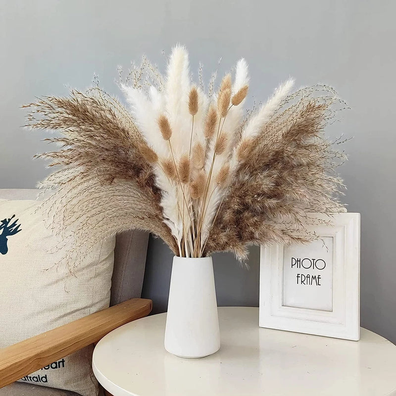 Pampas Grass, 70Pcs Dried Pampas Grass Boho Decor Plant 17" Flower Pompous Grass Dried Flower