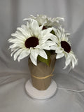 New Ashland Artificial Floral Cream Sunflower 8 Lg Blooms Light Pot 9Óx12Ó HOM18 Sunflower