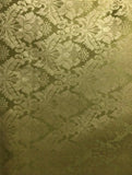 OLIVE GREEN GOLD Damask Jacquard Brocade Flower Floral Fabric (110 in.) Sold BTY Flowering Plants