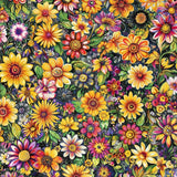 Groovy Garden Fabric 45" Wide 100% Premium Cotton Digital Print Color #4 Flowering Plants