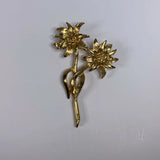 Vintage Flower Gold Tone Double Flower Daisy Sun Flower Jewelry Pin Broach Sunflower