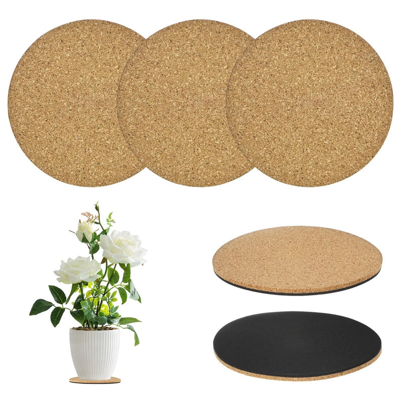 3-Pack 4 Inch Double Layers Cork Plant Coasters for Garden [Black, Wood Tone] Garden Plants