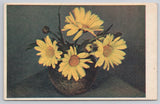 Yellow Daisies Flower Arrangement In Basket Postcard Daisies