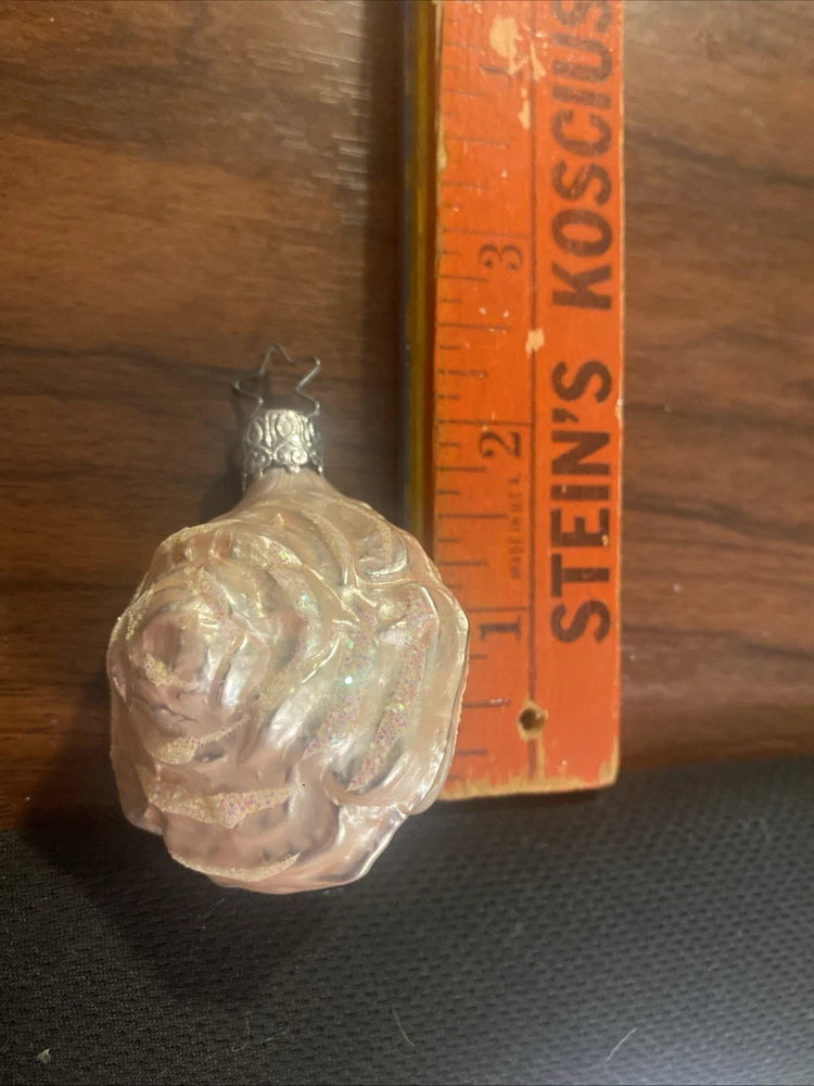 Vtg Inge-Glas W. Germany Rose Carnation Flower Blown Glass Christmas Ornament Carnation