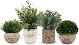 4 Pack Small Fake Plants in White Pulp Pot for Home Decor, Artificial Plants Green Plant