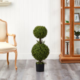 35Ó Boxwood Double Topiary Artificial Tree (Indoor/Outdoor). Retail $109 Green Plant